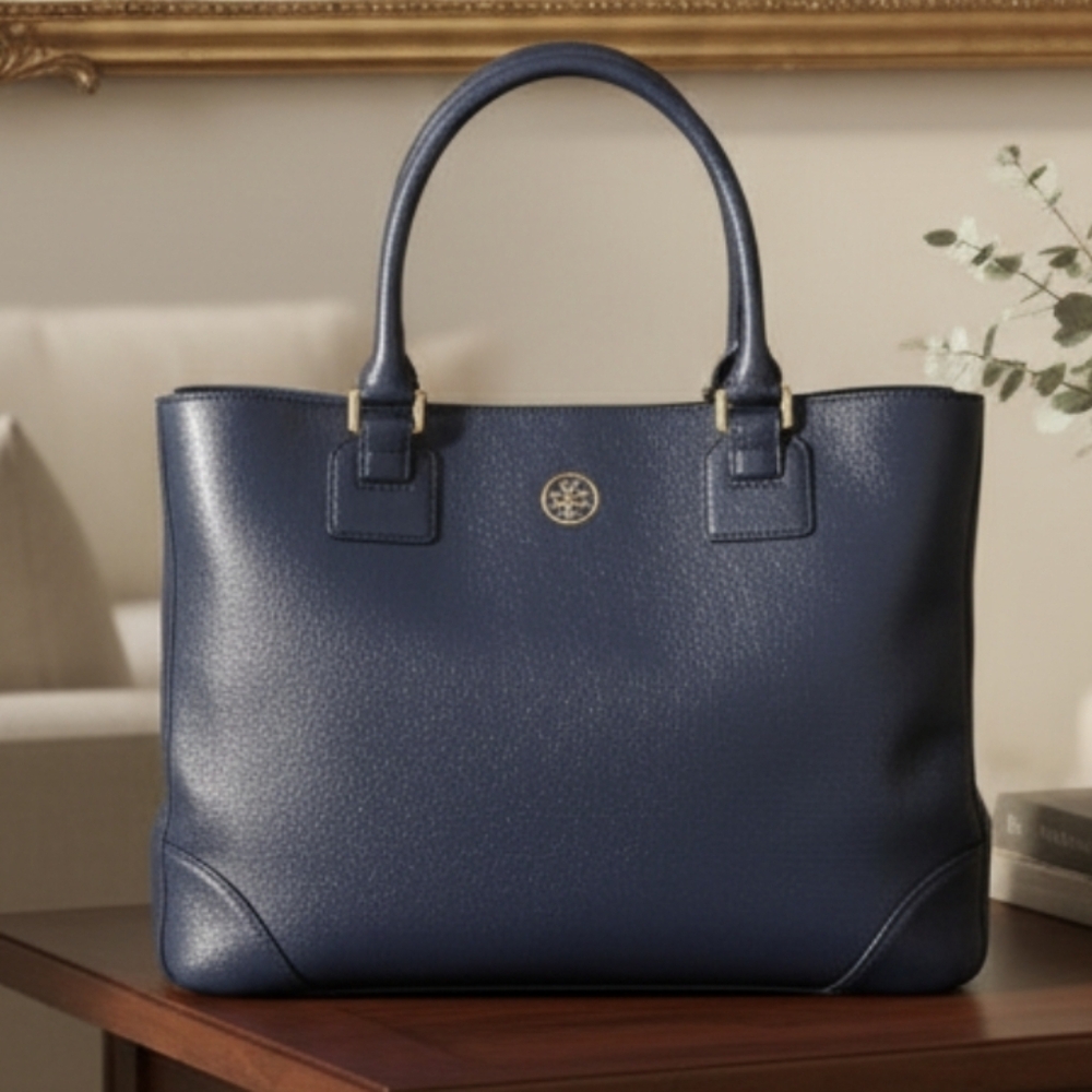 Tory Burch Navy Blue Tote Bag - Picture 16 of 16